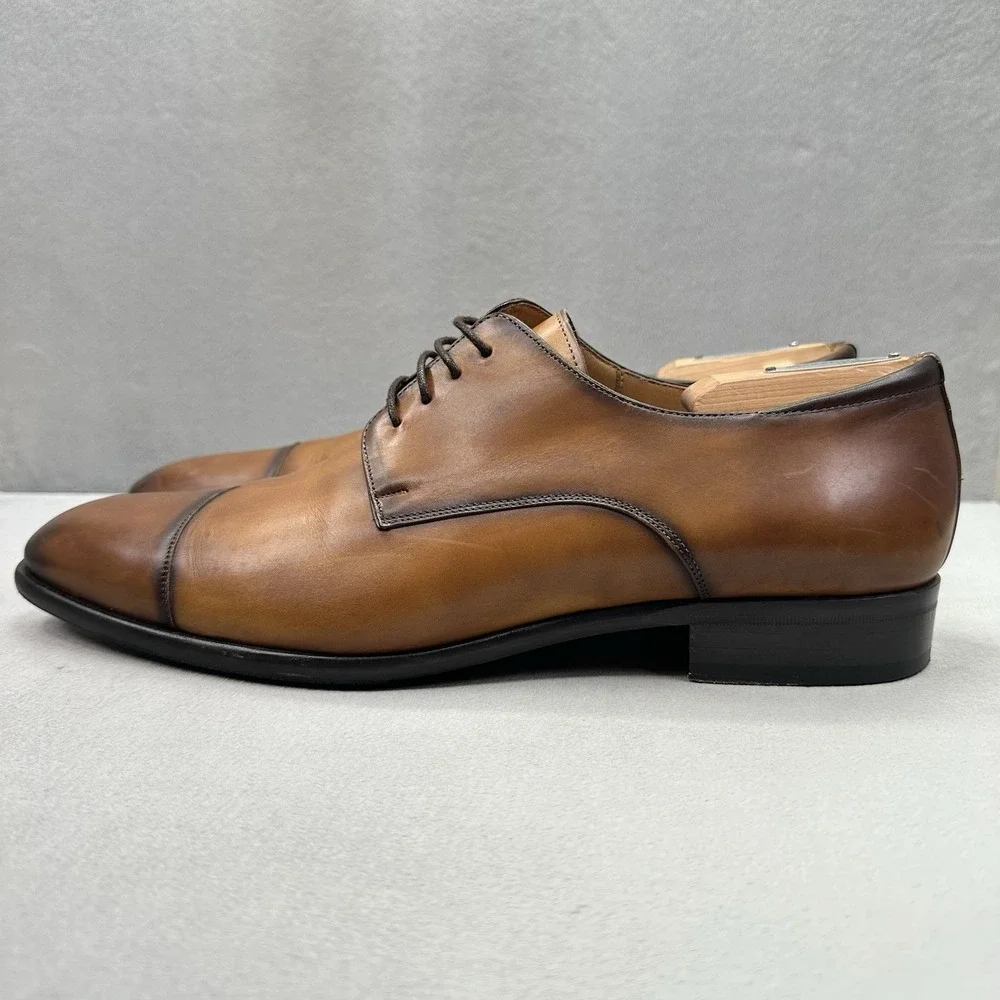 Mezlan Republic Mens Size 111 (M) Cap Toe Oxford Brown Leather Luxury Dress Shoe